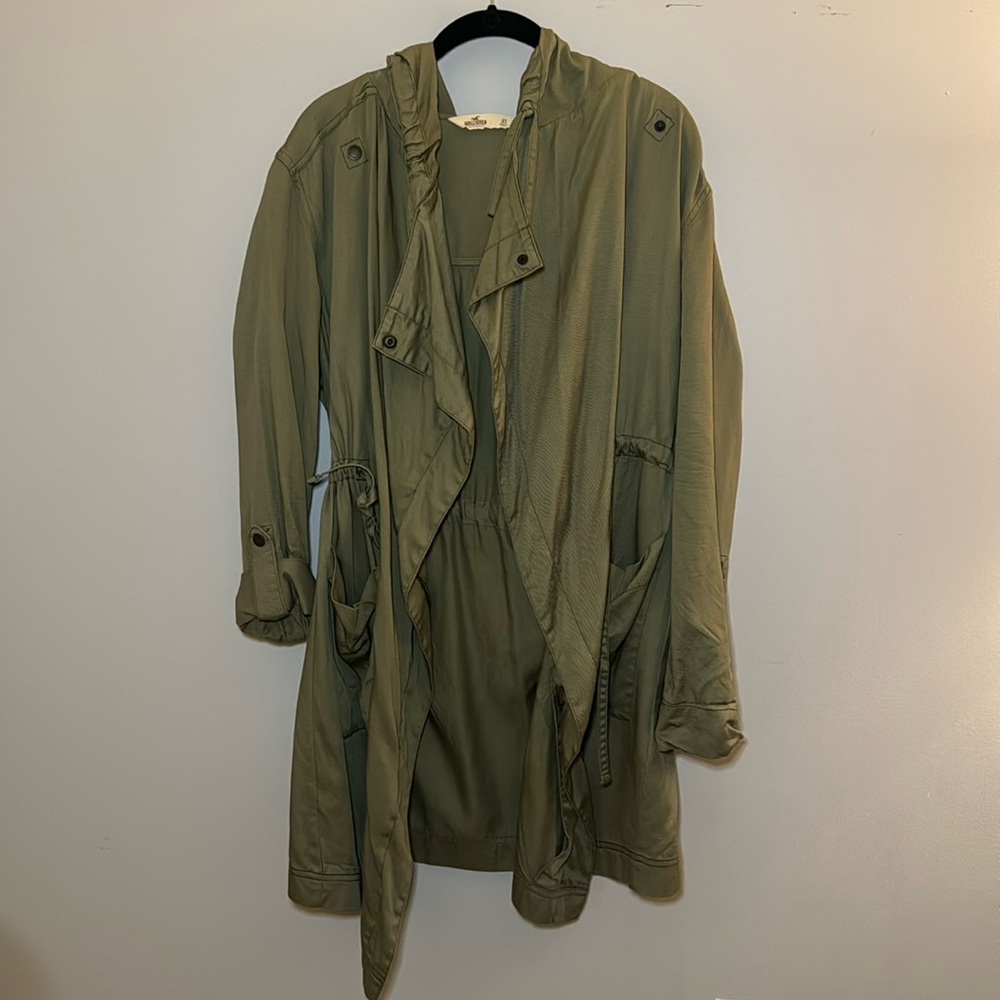 Hollister Olive Green Hooded Jacket - Size XS